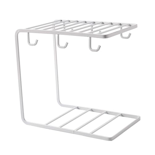PRETYZOOM 1Pc Iron Art Mug Holder Stand Design for Organizing Cups and Plates Premium Iron Material for Home and Restaurant Use Random Color