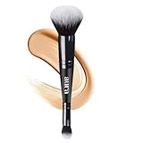 Aura Dual-Ended Makeup Brush, Professional Foundation and Powder Brush, Black Handle