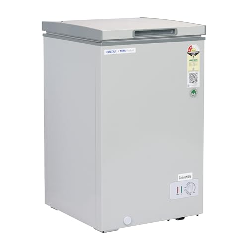 Image of VOLTAS 97 L Single Door White and Grey Hard Top Deep Freezer, CVF136SB2-A-G2