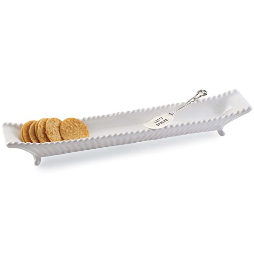 Mud Pie Circa Cracker Serving Tray Set, White