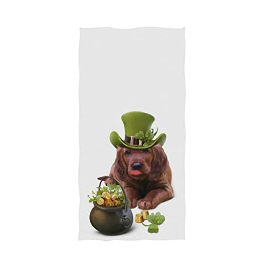 975 Strandhandduk St. Patrick's Day valp irländsk setter kruka med mynt badhandduk snabbtorkande sandsäker resehandduk personlig snabbtorkande handduk för pappa, mamma, vardagsliv, 40 x 70 cm
