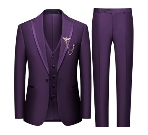 Men's Formal Suit 3-Piece Blazer Vest Pants Set Slim Fit for Weddings Proms Business4