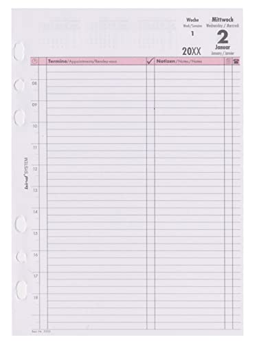 BIND B550326 Kalendereinlage für Tageskalender A5, Timer Einlage für Kalender Jahr 2026, 1 Tag / 1 Seite, Terminkalender mit System, Kalendarium für bind Systemplaner und Standard Timeplaner