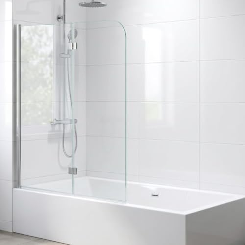 Durovin Bathrooms Over Bath Shower Screen 180° Hinged 2 Fold Folding Shower Bath Screen Reversible Glass Panel