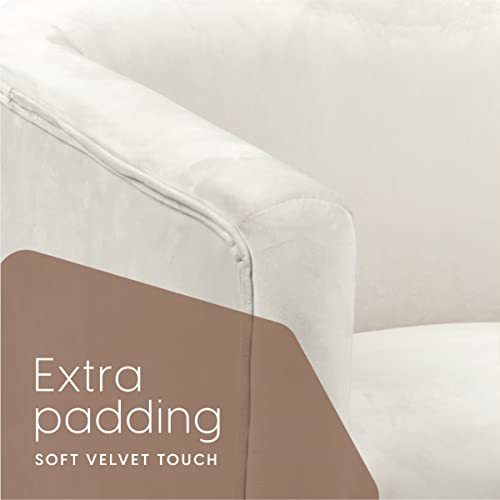 Milliard Arm Chair For Living Room And Dining Room With Upholstered Easy Clean Velvet And X Shaped Gold Legs, Ivory #TOP6