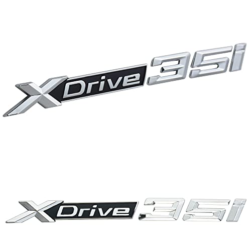 Image of 1Pc X Drive 35i Emblem 3D Badge Decal Nameplate Trunk Sticker Replacement for XDrive35i Cars (Silver Black)