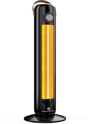 HETRAROOT 1500W PTC Ceramic Electric Heater w/4 Modes,350Sq.ft 1S Heating, 70°Oscillating Patio Heaters for Outdoor Use, Overheating & Tip-Over Protection, Tall Space Heaters for Indoor Use Large Room