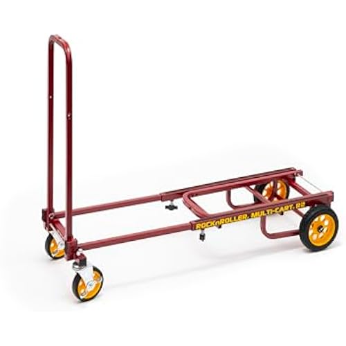 Rock-N-Roller R2RT-RD (Micro) 8-in-1 Folding Multi-Cart/Hand Truck/Dolly/Platform Cart/26" to 39" Telescoping Frame/350 lbs. Load Capacity, Red