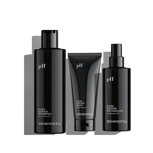 pH PURE HAIR Repair Shampoo & Conditioner Set - Hydrating Hyaluronic Acid Shampoo, Hair Mask & Detangler Spray for Damage Repair - 13.52 oz + 6.67 oz