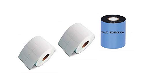 Barcode Label - 38mmX25mm 2-UP- 4000 Labels+ Ribbon- 80MMX300MTR Wax ...