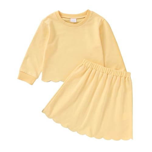 Toddler Baby Girl Ribbed Neckline Sweater and Skirt Set