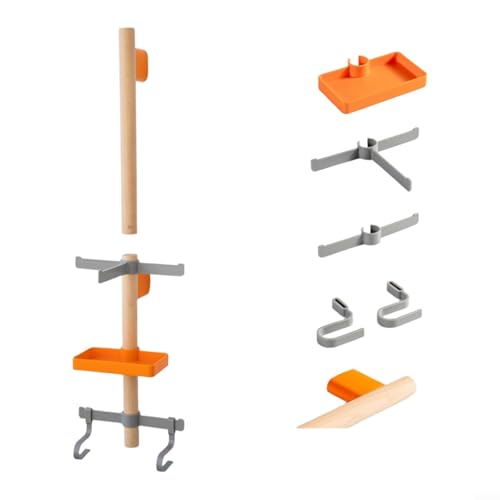 Glewi Soporte de pared de madera para engranaje de bicicleta con deslizadores ajustables para casco, gafas, ciclismo, almacenamiento de computadora, negro (C)