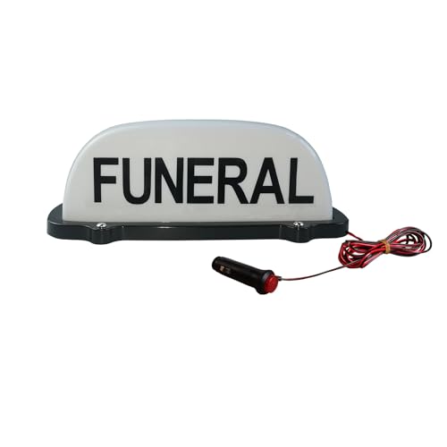 FUNERAL Sign Light for Car,Car Roof FUNERAL Sign Light,No Need To Punch Holes,Waterproof White LED Funeral Sign car roof light (12V Power Line)