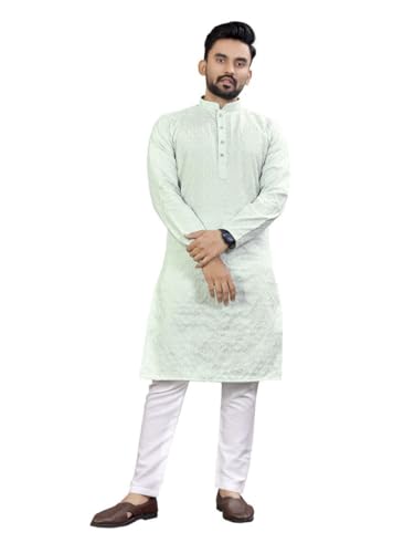 Men's Lucknowi Kurta with Thai Silk With Lucknowi Work for Festival & Events Ethnic Wear (V2)
