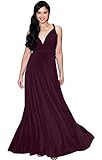 KOH KOH Petite Womens Long Bridesmaid Multi-Way Wedding Convertible Wrap Infinity Cocktail Sexy Summer Party Formal Prom Transformer Gown Gowns Maxi Dress Dresses, Maroon Wine Red XS 2-4