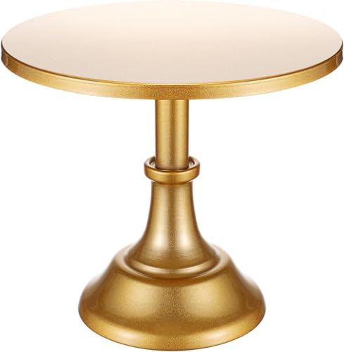 LQZHBDWZ Cake Stand 10 Inch Round Birthday Cake Stand Dessert Display Stand Glossy Metallic Finish Dessert Cupcake Display Tray Holder for Wedding Baby Shower Christmas Baking Party Supplies (Gold)