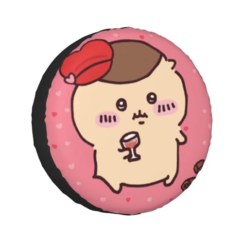 タイヤカバー ちいかわ くりまんじゅう スペアタイヤカバー おしゃれ タイヤ収納 防塵 防水 防紫外線 日焼け止 汚れ防止 劣化対策 タイヤバッグ 持ち運び便利 取付簡単 カー用品 14〜17インチ 屋外 軽自動車 普通車 汎用 17インチ:直径80-83