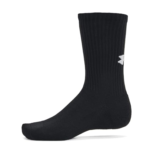 Under Armour Unisex-Adult Training Cotton Crew Socks 6 Pack, (001) Black/Black/White, Medium — view 2