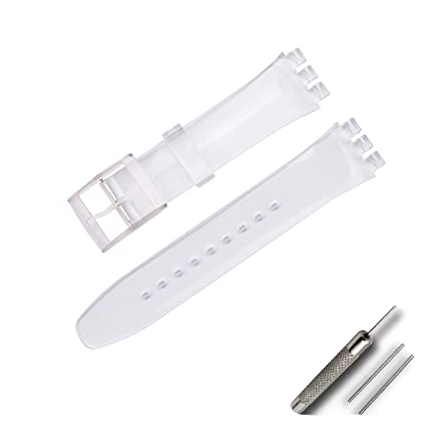 OLXIYOC Correa de reloj para reloj Swatch, silicona impermeable (17mm, Transparente)
