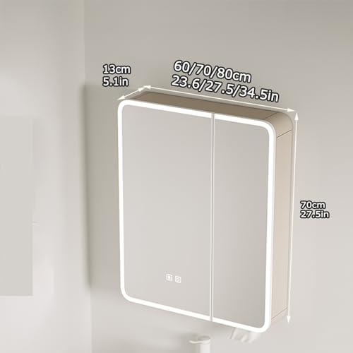 lusterko kosmetyczne, z 2 lustrzanymi drzwiami, materiałem ze stopu aluminium(White,90 * 70cm/35.4 * 27.5in)