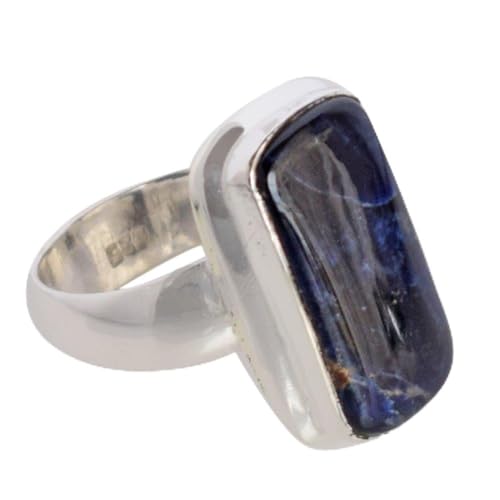 Bague sodalite jaune en argent 925, cristal de guérison pour femme intuitive