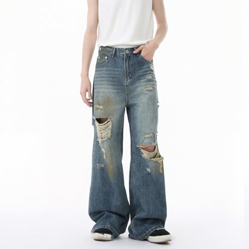 Men's Jeans Autunm American Retro Wide-Leg Commute Casual Slim Fit Home Weekend Long Pants3