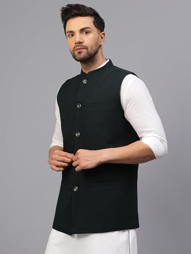 Image of LATEST CHIKAN Men's Traditional Tweed Cotton Checkred Premium Nehru Jacket /Waistcoat