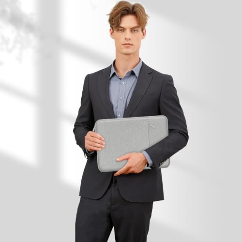 Image of MOSISO Laptop Case 14 inch, 14 inch Laptop Sleeve Compatible with HP Lenovo Dell ASUS Acer, HP Stream, Dell Latitude, Lenovo IdeaPad, Polyester Vertical Computer Sleeve Bag with Pocket, Gray