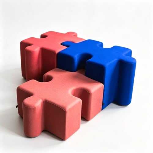 KIBONCY Juego De Taburetes Modulares En Forma Flor, Sofá Otomano Combinable 6 Pétalos con Mesa Central Redonda, Banco Espera Suave For Cambio Zapatos La Entrada(E)