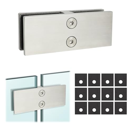 LukLoy Railing Glass to Glass Clamp, Brushed Stainless Steel 304 Bracket for Balustrade Railing Pool Fence (1 Piece 180°)