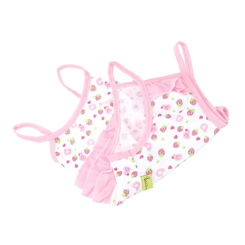 CVUTOVO Falda Tirantes para Perro Rosa Talla L, Vestido de Algodón Estampado de Fresas, Ropa de Verano para Mascotas, Falda de Cachorro Cómoda y Ligera para Actividades al Aire Libre