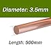 Copper round bar, Copper Rod 99.9% T2 Solid Round Bar 500mm Conductive Metal Stock for Electrical Craft Machining DIY Industrial Use(3.5mm)