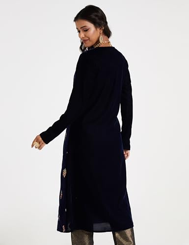 Image of Amazon Brand - Myx Women Festive Embroidered Velvet Kurta (Available in Plus Sizes)