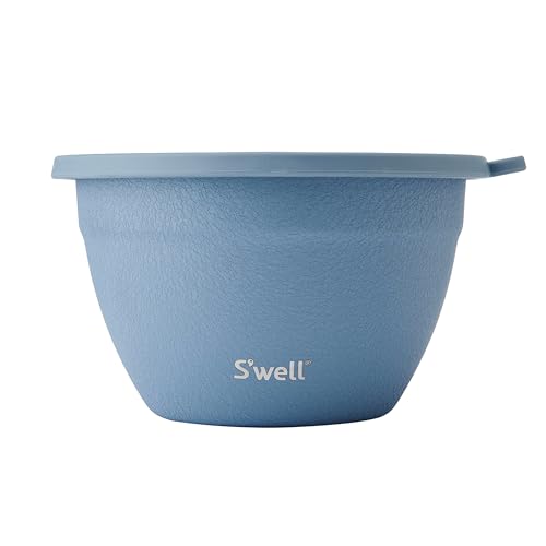 S'well Stainless Steel Salad Bowl Kit - 1.9 Litre, Desert Sky - Comes with 60ml Condiment Container and Removable Tray for Organisation - Leakproof, Easy to Clean, Dishwasher Safe
