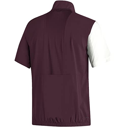 adidas Pulôver masculino de manga curta com zíper Stadium, Team Maroon - branco, Large