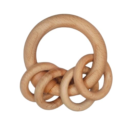 Kids Treasure Wooden 4 Ring Circular Rattle for Toddler | BPA Free Non-Toxic Rattle for Kids | Rattle for New Born Babies | Birthday Return Gifts for Kids (Brown) (B0DFH3514G) Amazon Price History, Amazon Price Tracker