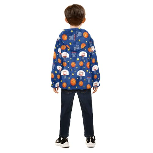 Basketballs Blue Boy Comfy Warm Fleece Jacket with Polar Fleece Lining 3T4