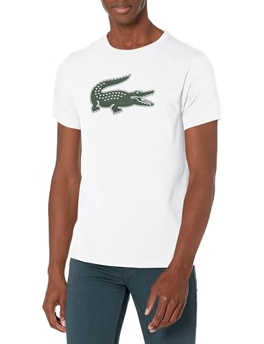 Lacoste Men's Ultra Dry XXL Logo T-Shirt, White/Green, 4X-Large