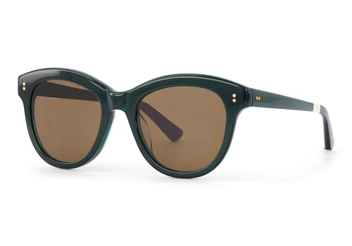 TOMS Gafas de sol redondas Gwyneth para mujer, Musgo marino-marrón sólido, 52-21-147