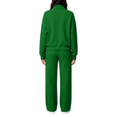 eoeioa Waffle Set Women Two Piece Outfits Fall Winter Airport Outfits 2026 - image 3