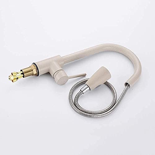 Robinet de cuisine rotatif 360 beige avec douchette extensible - 6