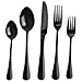 Schwarz Besteck Set, 30-teilig Edelstahl Besteck Set 6 Personen, Messer Gabel Löffel Set mit Teelöffel und Dessertgabel Spiegel poliert & spülmaschinenfest für Home Unterhaltung