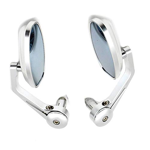 Image of Bike Handlebar Rear View Mirror Oval Shape End Adjustable Rotatable Stylish Handle bar Side Mirror Set of 2 PCs Chrome for Royal Enfield Classic 350
