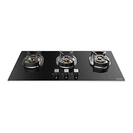 Faber Hob/Hobtop 3 Brass Burner Auto Electric Ignition,Glass Top (Nexus IND HT803 CRS BR CI AI) Black