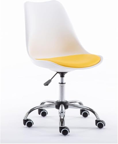 Image of Amazon Brand - Umi Height-Adjustable Modern Revolving Rotary Arm Office Study Desk Chair - Ideal for Spa, Bar, Home - White & Dark Blue Color
