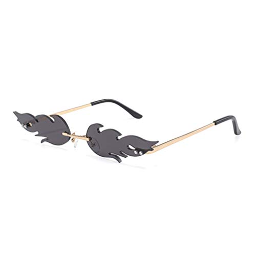 NUOBESTY Feuer Flamme Brille 1Pc 16 X 14 X 2. 7 Cm Flamme Randlose Sonnenbrille Frauen Männer Sonnenbrille Party Brille Klare Metall Sonnenbrille Rahmenlose Farben - Grau Cover