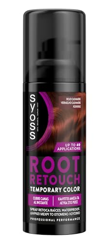 SYOSS Root Retouch Spray Retoca raíces Temporal Color Rojo Cashmere (1 x 120 ml), tinte rojo para las raíces con cobertura instantánea, coloración pelo temporal para las canas