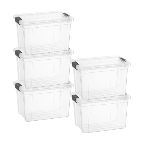 Image of Superio 2.5 Quart Clear Plastic Storage Boxes with Lids, Stackable Organizer Containers, BPA-Free Storage Bins for Home, Office, School & Dorm, 5 Pack