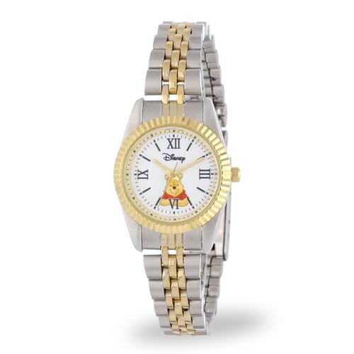 Disney Elegant Winnie The Pooh Women’s Watch Featuring Classic Pooh Dial with Roman Numerals – Beautiful Gift Fans and Collectors – Two-Tone Silver and Gold Case and Link Bracelet Disney Elegant Winnie The Pooh Women’s Watch Featuring Classic Pooh Dial with Roman Numerals – Beautiful Gift Fans and Collectors – Two-Tone Silver and Gold Case and Link Bracelet