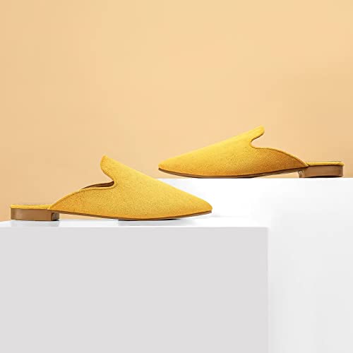 Musshoe Mules For Women Flats Comfortable Pointed Toe Women Mules,Mustard 8 #TOP5